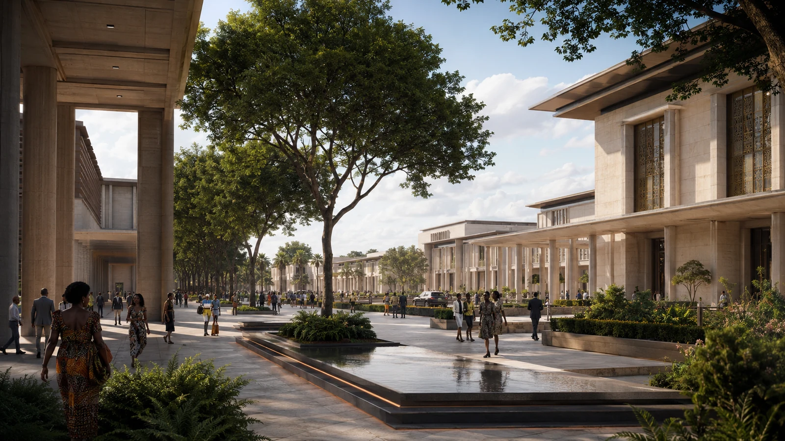Illustrative civic heart with public realm, government buildings and civic plaza